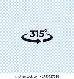 Drehsymbol für Winkel 315 Grad.315 Grad