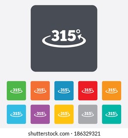 Angle 315 degrees sign icon. Geometry math symbol. Rounded squares 11 buttons. Vector