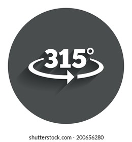 Angle 315 degrees sign icon. Geometry math symbol. Circle flat button with shadow. Modern UI website navigation. Vector