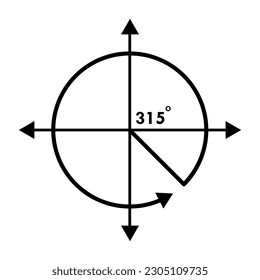 Angle 315 degrees sign icon. Geometry math symbol