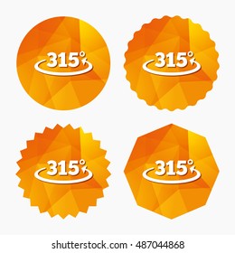 Angle 315 degrees sign icon. Geometry math symbol. Triangular low poly buttons with flat icon. Vector