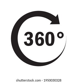 Angle 360 degree icon. 360 degree view icon design. Full rotation. Vector illustration