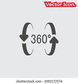 Angle 360 degrees icon isolated sign symbol and flat style for app, web and digital design. Vector illustration.