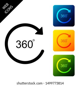 Angle 360 degrees icon isolated. Rotation of 360 degrees. Geometry math symbol. Full rotation. Set icons colorful square buttons. Vector Illustration