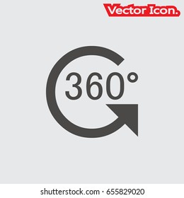 Angle 360 degrees icon isolated sign symbol and flat style for app, web and digital design. Vector illustration.