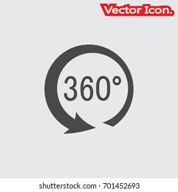 Angle 360 degrees icon isolated sign symbol and flat style for app, web and digital design. Vector illustration.
