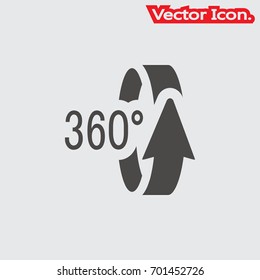 Angle 360 degrees icon isolated sign symbol and flat style for app, web and digital design. Vector illustration.