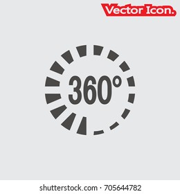 Angle 360 degrees icon isolated sign symbol and flat style for app, web and digital design. Vector illustration.