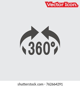 Angle 360 degrees icon isolated sign symbol and flat style for app, web and digital design. Vector illustration.