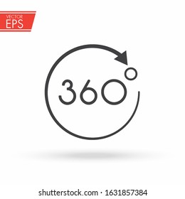 Angle 360 degrees icon. Panorama sign. Rotation symbol. Camera rotate view vector illustration. Virtual tour logo. Overview vision element.