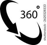 Angle 360 degrees icon Rotation Degree icons Flat vector, geometric mathematical angle radian of 360 rotation arrow symbol, isolated on transparent background, used for mobile app, web page or ui