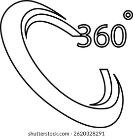 Angle 360 degrees icon Rotation Degree icons Flat vector, geometric mathematical angle radian of 360 rotation arrow symbol, isolated on transparent background, used for mobile app, web page or ui