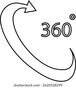 Angle 360 degrees icon Rotation Degree icons Flat vector, geometric mathematical angle radian of 360 rotation arrow symbol, isolated on transparent background, used for mobile app, web page or ui