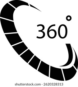 Angle 360 degrees icon Rotation Degree icons Flat vector, geometric mathematical angle radian of 360 rotation arrow symbol, isolated on transparent background, used for mobile app, web page or ui