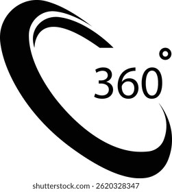 Ícone Ângulo 360 graus Ícones de grau de rotação Vetor plano, radiano de ângulo matemático geométrico de símbolo de seta de rotação 360, isolado no plano de fundo transparente, usado para aplicativo móvel, página da Web ou interface do usuário