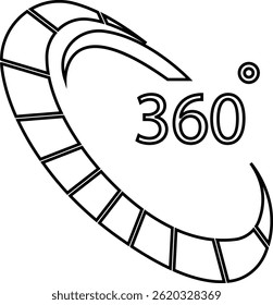 Ícone Ângulo 360 graus Ícones de grau de rotação Vetor plano, radiano de ângulo matemático geométrico de símbolo de seta de rotação 360, isolado no plano de fundo transparente, usado para aplicativo móvel, página da Web ou interface do usuário