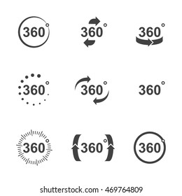 Angle 360 degrees icons set in flat style
