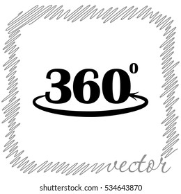 Angle 360 degrees sign  black vector  icon