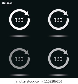 Angle 360 degrees sign flat grayscale vector icon. Arrow rotate illustration.