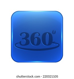 Angle 360 degrees sign - glossy blue button
