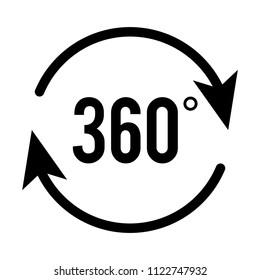 Angle 360 degrees sign icon. Geometry math symbol. Full rotation. Design elements. Curved many streak. Abstract Circular logo element on white background isolated. Vector illustration EPS 10