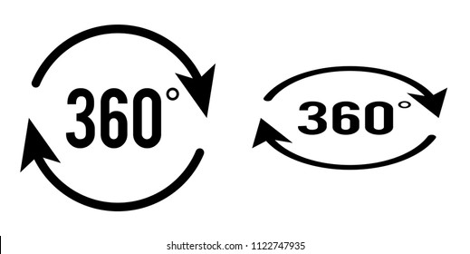 Angle 360 degrees sign icon. Geometry math symbol. Full rotation. Design elements. Curved many streak. Abstract Circular logo element on white background isolated. Vector illustration EPS 10