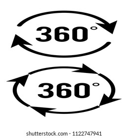 Angle 360 degrees sign icon. Geometry math symbol. Full rotation. Design elements. Curved many streak. Abstract Circular logo element on white background isolated. Vector illustration EPS 10