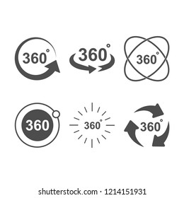 Angle 360 degrees sign icon set design vector