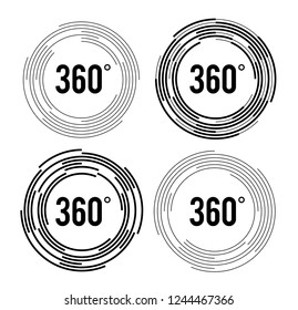 Angle 360 degrees sign icon. Geometry math symbol. Full rotation. Design elements. Curved many streak. Abstract Circular logo element on white background isolated. Vector illustration EPS 10