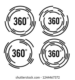Angle 360 degrees sign icon. Geometry math symbol. Full rotation. Design elements. Curved many streak. Abstract Circular logo element on white background isolated. Vector illustration EPS 10