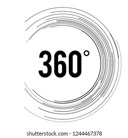 Angle 360 degrees sign icon. Geometry math symbol. Full rotation. Design elements. Curved many streak. Abstract Circular logo element on white background isolated. Vector illustration EPS 10