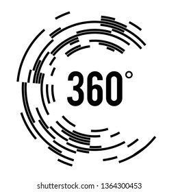 Angle 360 degrees sign icon. Geometry math symbol. Full rotation. Design elements. Curved many streak. Abstract Circular logo element on white background isolated. Vector illustration EPS 10