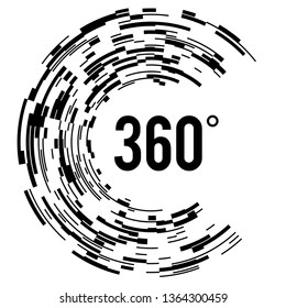 Angle 360 degrees sign icon. Geometry math symbol. Full rotation. Design elements. Curved many streak. Abstract Circular logo element on white background isolated. Vector illustration EPS 10