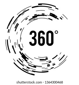 Angle 360 degrees sign icon. Geometry math symbol. Full rotation. Design elements. Curved many streak. Abstract Circular logo element on white background isolated. Vector illustration EPS 10