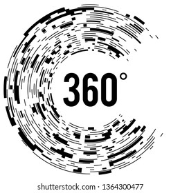 Angle 360 degrees sign icon. Geometry math symbol. Full rotation. Design elements. Curved many streak. Abstract Circular logo element on white background isolated. Vector illustration EPS 10