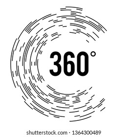 Angle 360 degrees sign icon. Geometry math symbol. Full rotation. Design elements. Curved many streak. Abstract Circular logo element on white background isolated. Vector illustration EPS 10