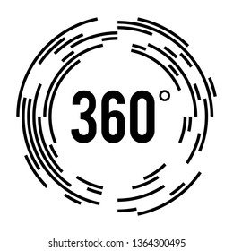 Angle 360 degrees sign icon. Geometry math symbol. Full rotation. Design elements. Curved many streak. Abstract Circular logo element on white background isolated. Vector illustration EPS 10