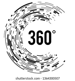 Angle 360 degrees sign icon. Geometry math symbol. Full rotation. Design elements. Curved many streak. Abstract Circular logo element on white background isolated. Vector illustration EPS 10