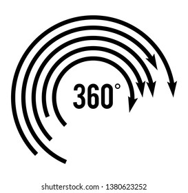 Angle 360 degrees sign icon. Geometry math symbol. Full rotation. Design elements. Curved many streak. Abstract Circular logo element on white background isolated. Vector illustration EPS 10