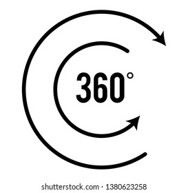 Angle 360 degrees sign icon. Geometry math symbol. Full rotation. Design elements. Curved many streak. Abstract Circular logo element on white background isolated. Vector illustration EPS 10
