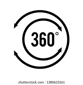 Angle 360 degrees sign icon. Geometry math symbol. Full rotation. Design elements. Curved many streak. Abstract Circular logo element on white background isolated. Vector illustration EPS 10