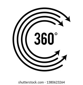 Angle 360 degrees sign icon. Geometry math symbol. Full rotation. Design elements. Curved many streak. Abstract Circular logo element on white background isolated. Vector illustration EPS 10