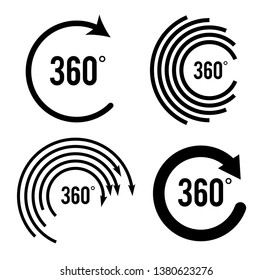 Angle 360 degrees sign icon. Geometry math symbol. Full rotation. Design elements. Curved many streak. Abstract Circular logo element on white background isolated. Vector illustration EPS 10