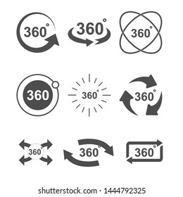 Angle 360 degrees sign icon set design illustration