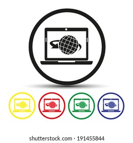 Angle 360 degrees sign icon. Geometry math symbol.Set of round colored buttons