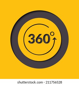 Angle 360 degrees sign icon. Geometry math symbol. Full rotation. 360 angle view icon vector, arrow symbol circle button graphic