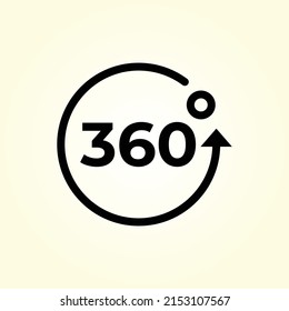 Icono de signo de ángulo 360 grados. Símbolo matemático geométrico. Rotación completa. vector de vista de ángulo de 360, gráfico de botón de símbolo de flecha. 