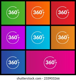 Angle 360 degrees sign icon. Geometry math symbol. Full rotation. Metro style