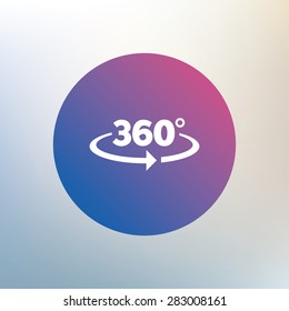Angle 360 degrees sign icon. Geometry math symbol. Full rotation. Icon on blurred background. Vector
