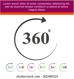 Angle 360 degrees sign icon